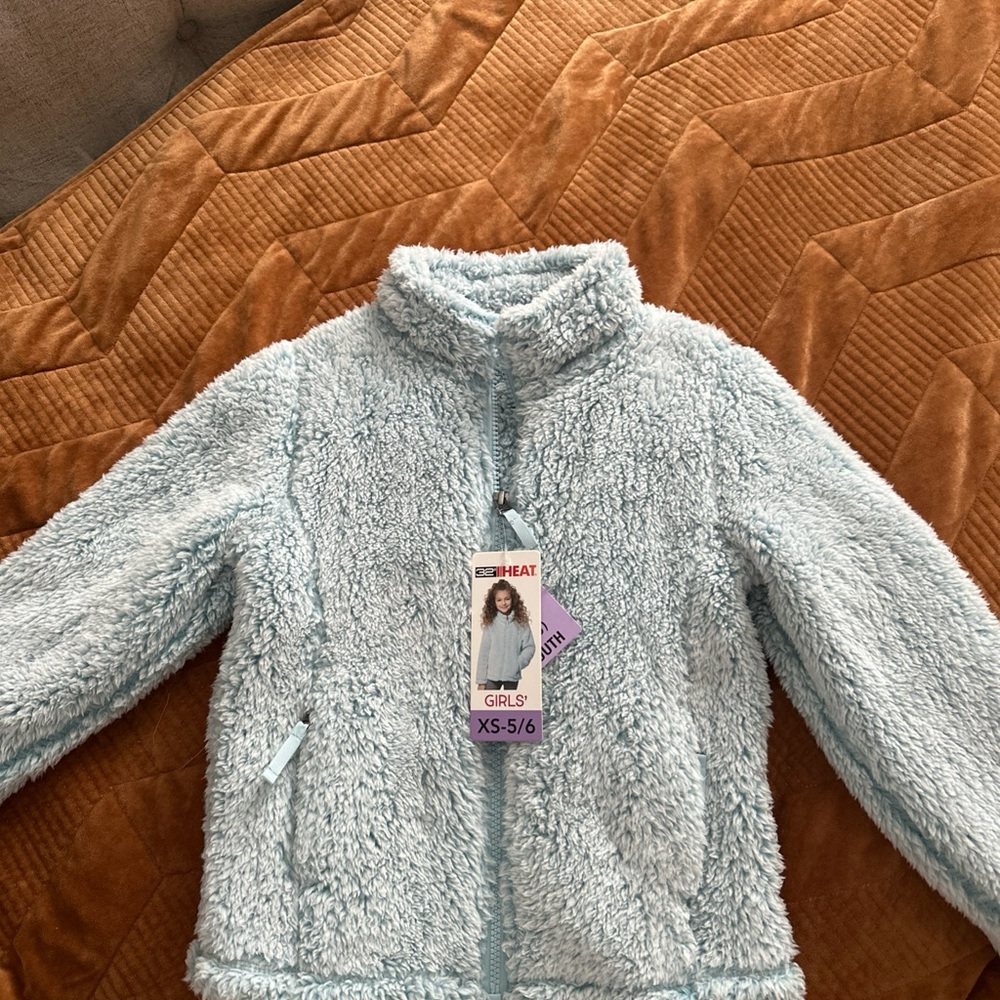 32 Degrees Girls' Light Blue Fleece Hoodie Size 5/6